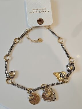 Altar'd State Two-Tone Heart Charm Necklace in Gold and Silver